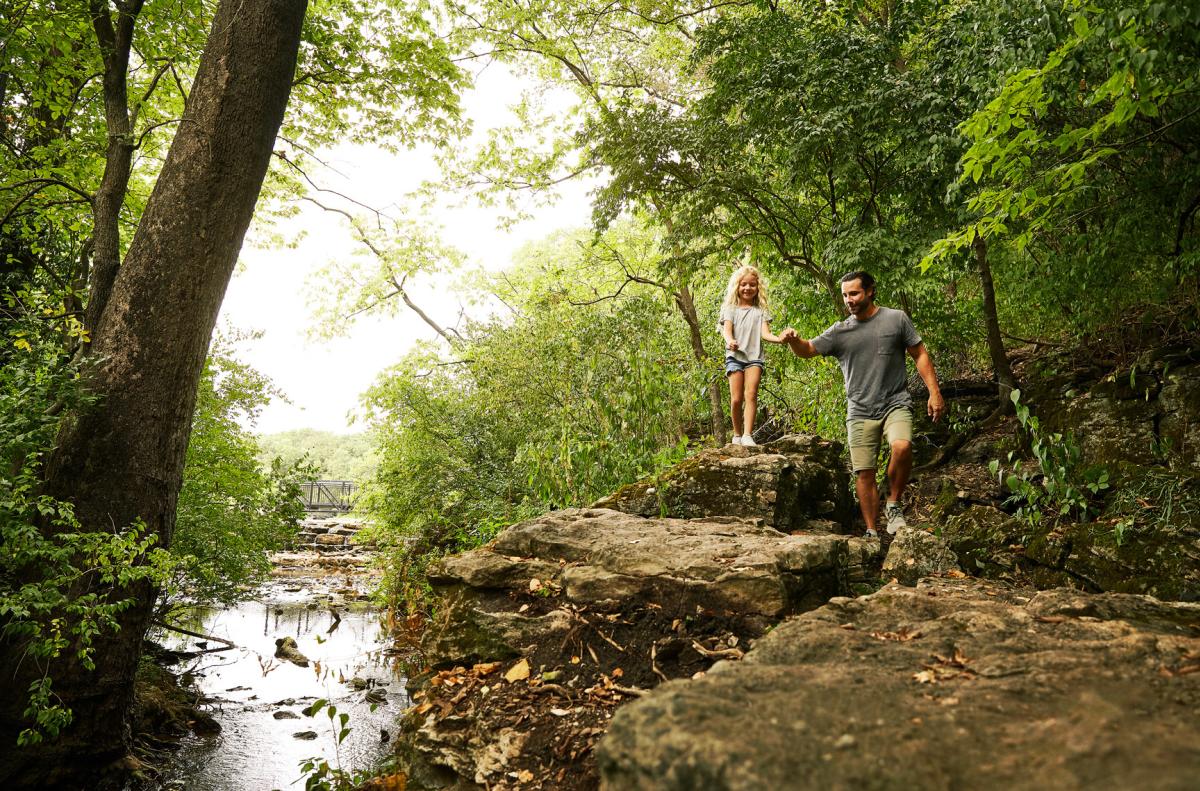 Father and Daughter hiking at Galloway Trail