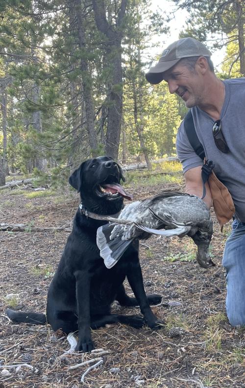 Dave hunting with dog