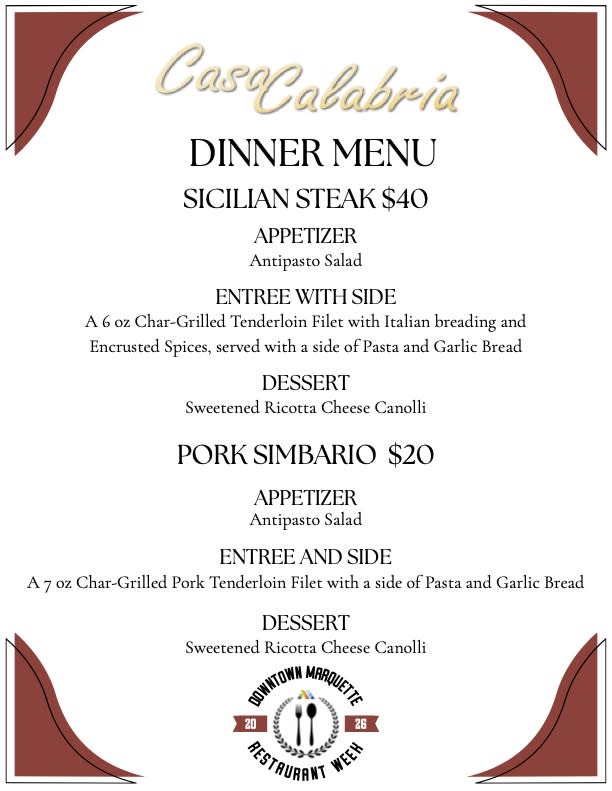 Casa Calabria Restaurant Week Menu