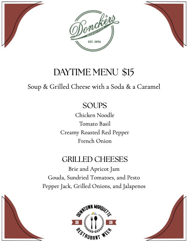 Donckers Restaurant Week Menu
