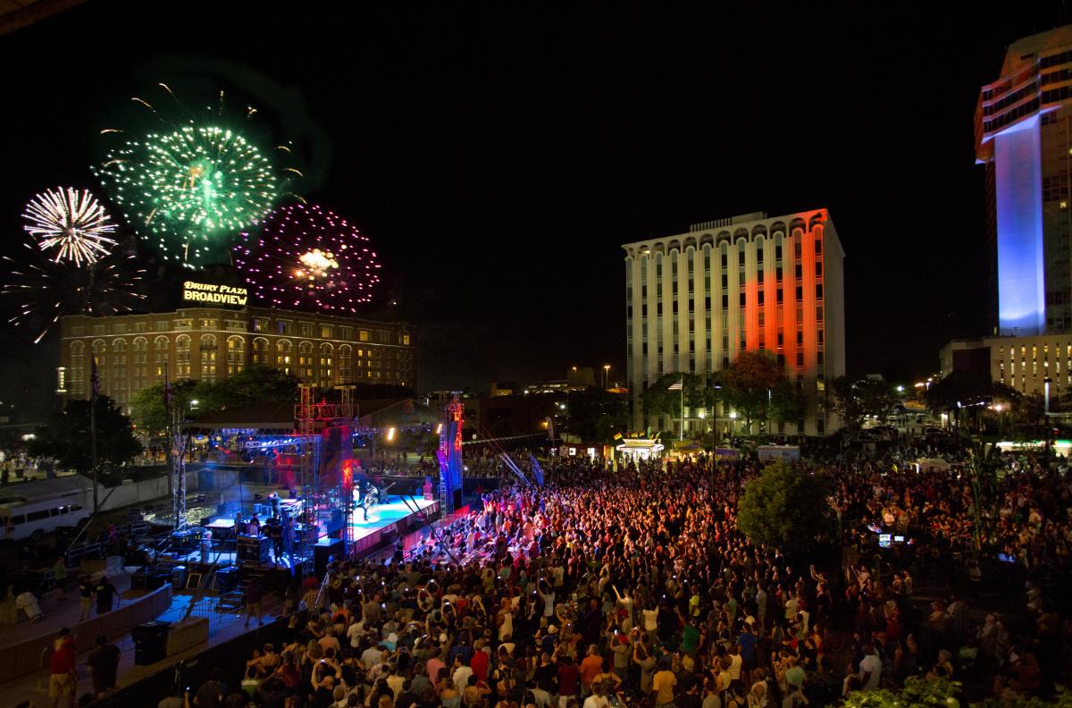 Fireworks at Riverfest in downtown Wichita