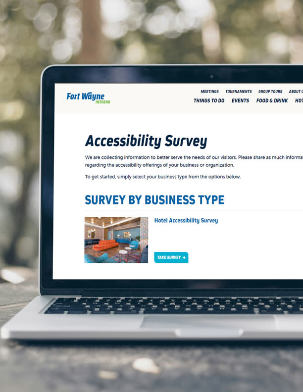 Accessibility Survey website photo on laptop screen