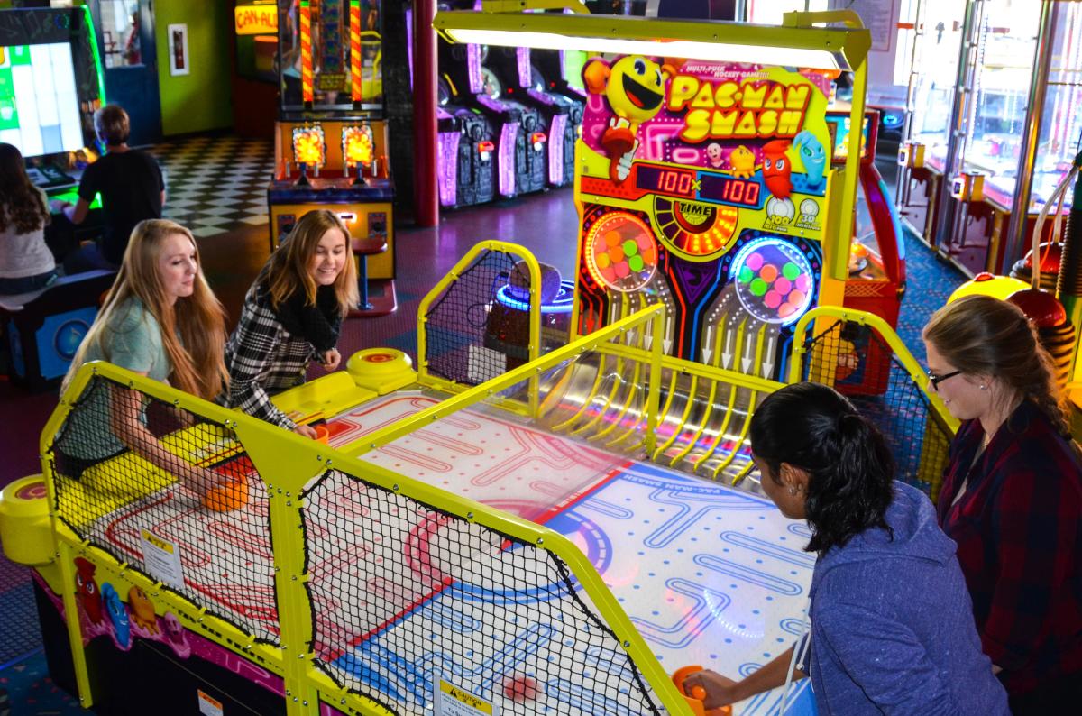 Kids playing air hockey at Sports Emporium in Carlisle, PA