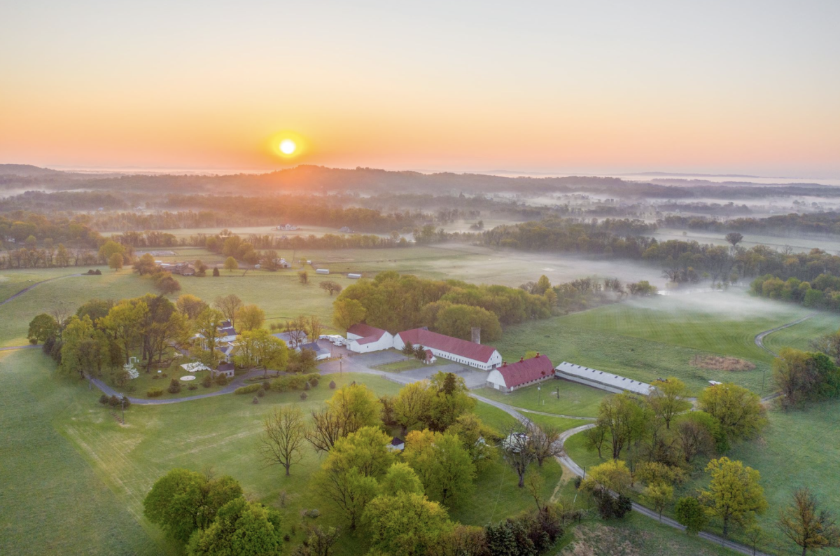 Aerial view of Bluemont Station