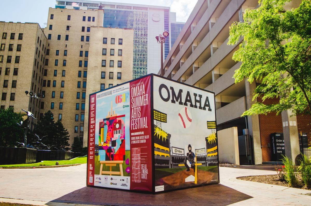 Omaha Summer Arts Festival mural cube