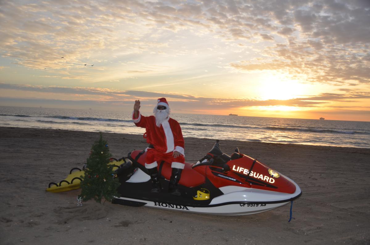 Santa on a jet ski
