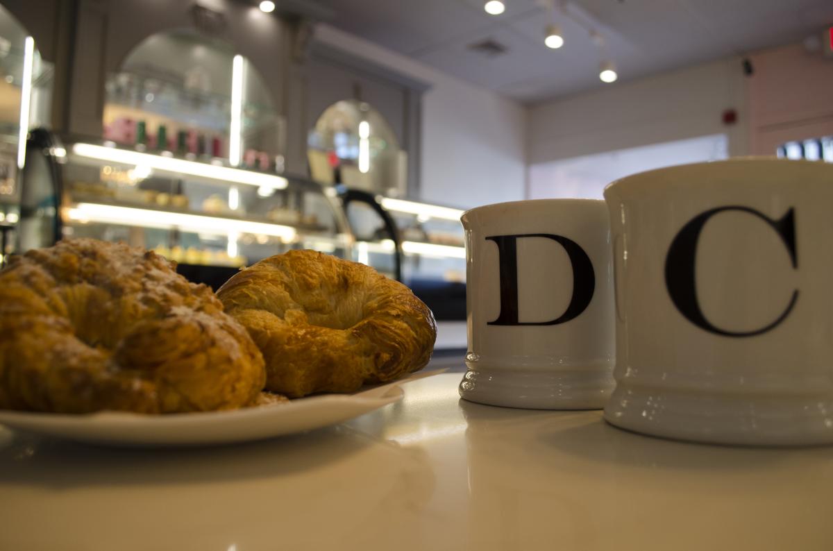 Pastries and a mug at Delice et Chocolat