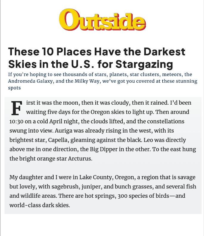 Outside 10 Darkest Skies for Stargazing Cover