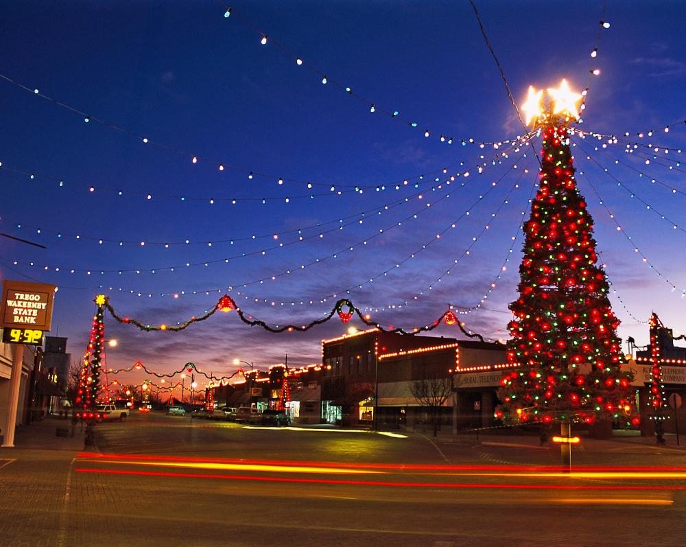 View of downtown WaKeeney during Christmas