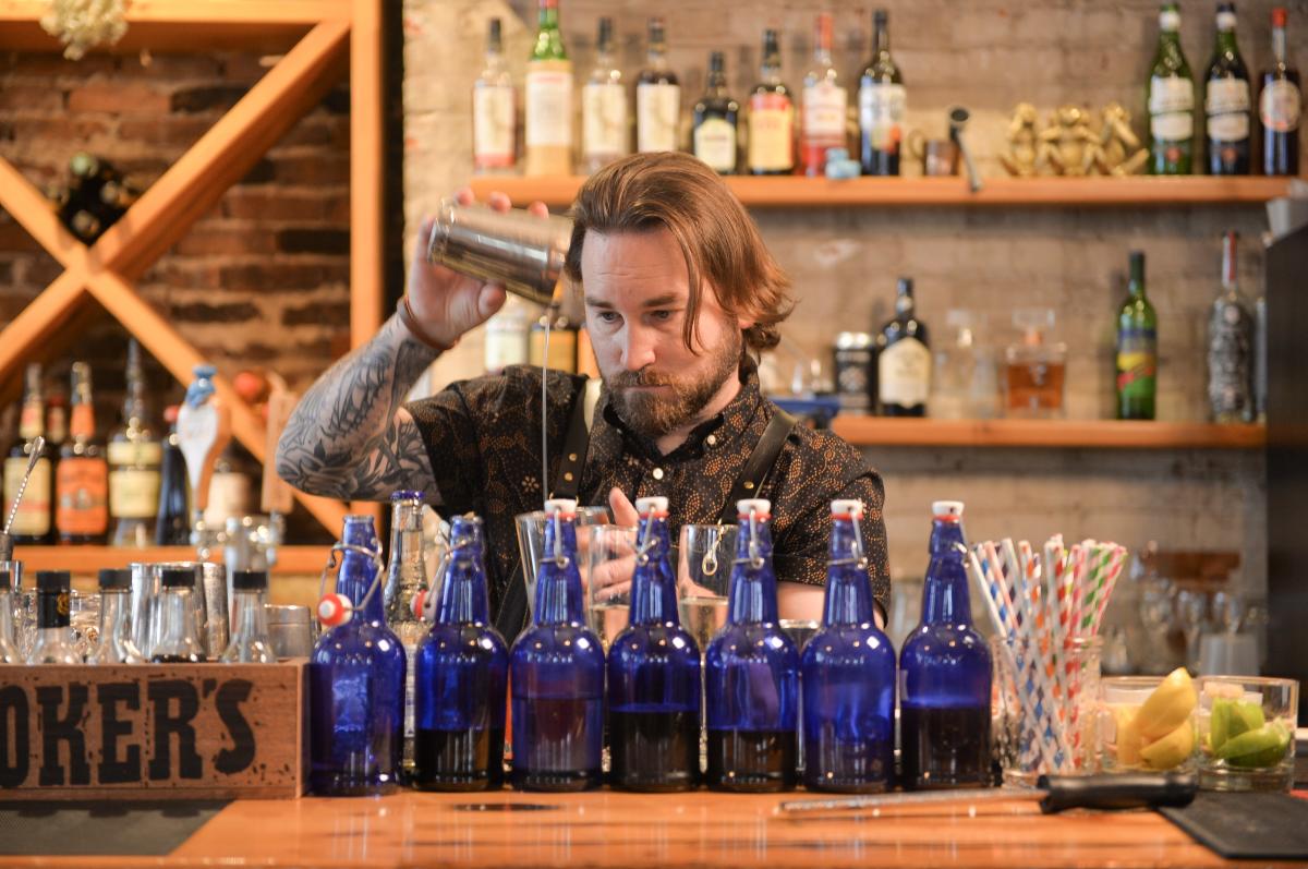 Bartender at Bleu Duck restaurant