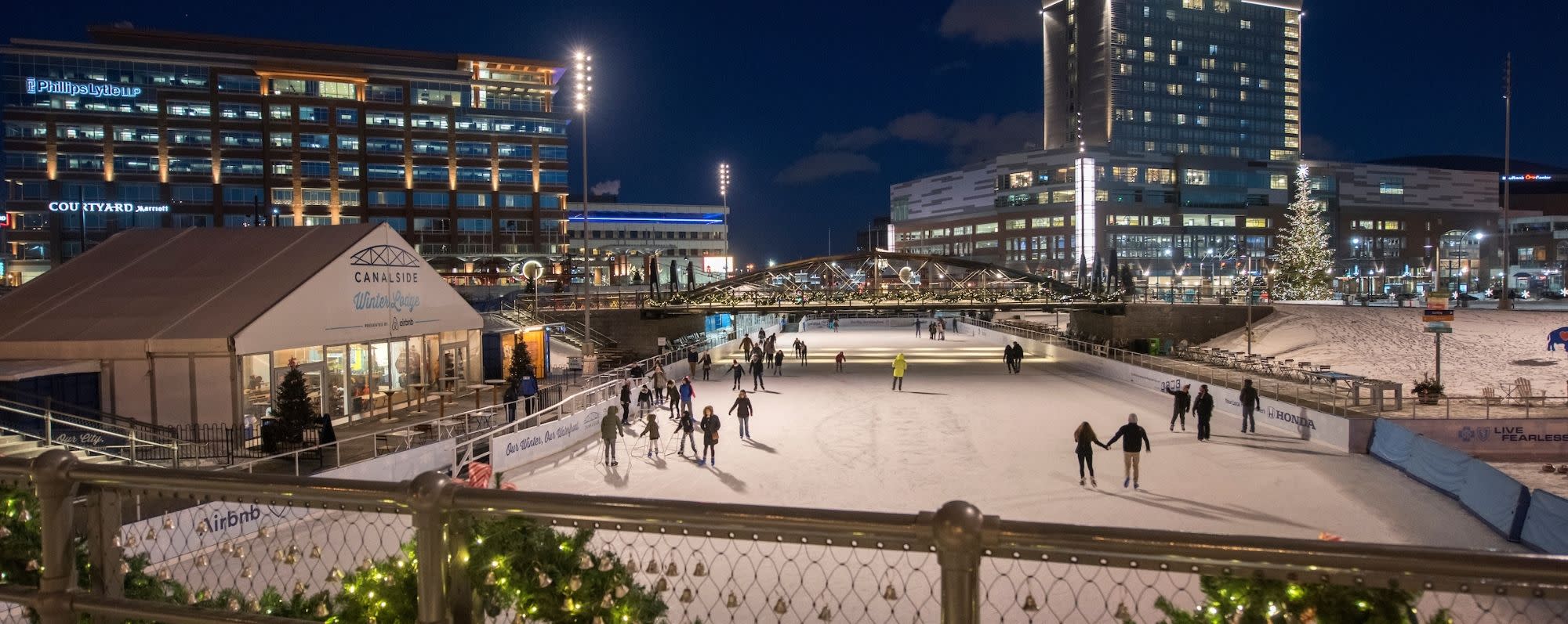 Skaters on the Ice at Canalside in Buffalo