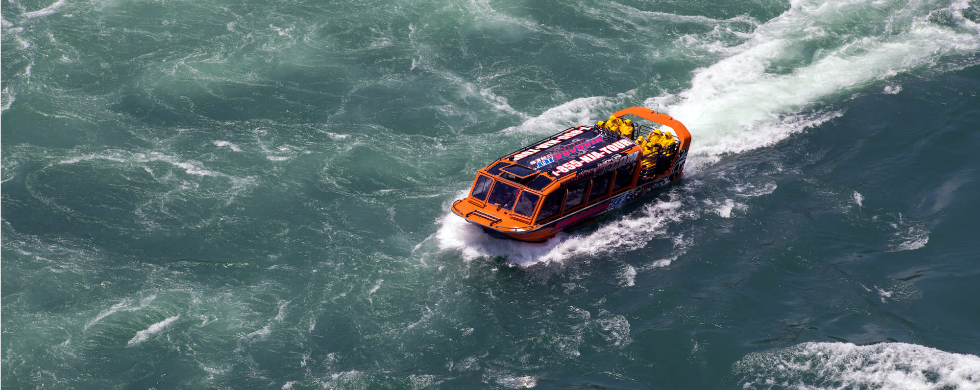 A picture of the Niagara Jet Adventures Boat on the water
