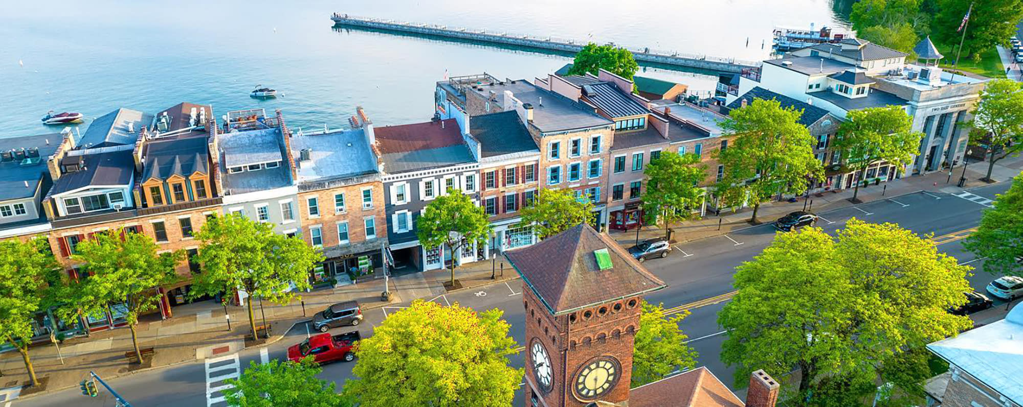 Aerial view of Skaneateles in the Finger Lakes