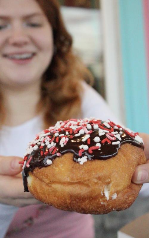 Peppermint Joy Malasada Donut from Aloha Jay's in Hellertown, PA