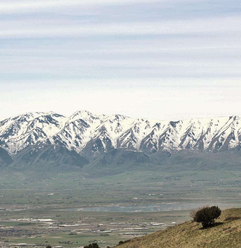 Snow covered Wellsville Mountains in Cache Valley Utah