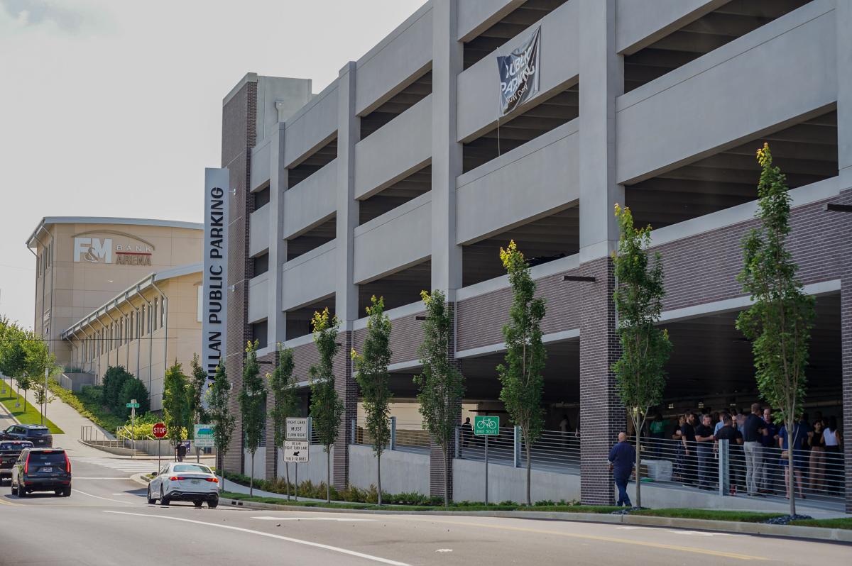 Side view of the Millan Public Parkging garage