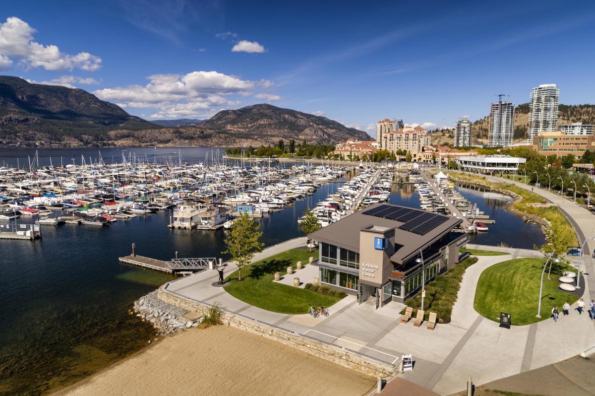 Kelowna Visitor Centre And Marina Aerial View