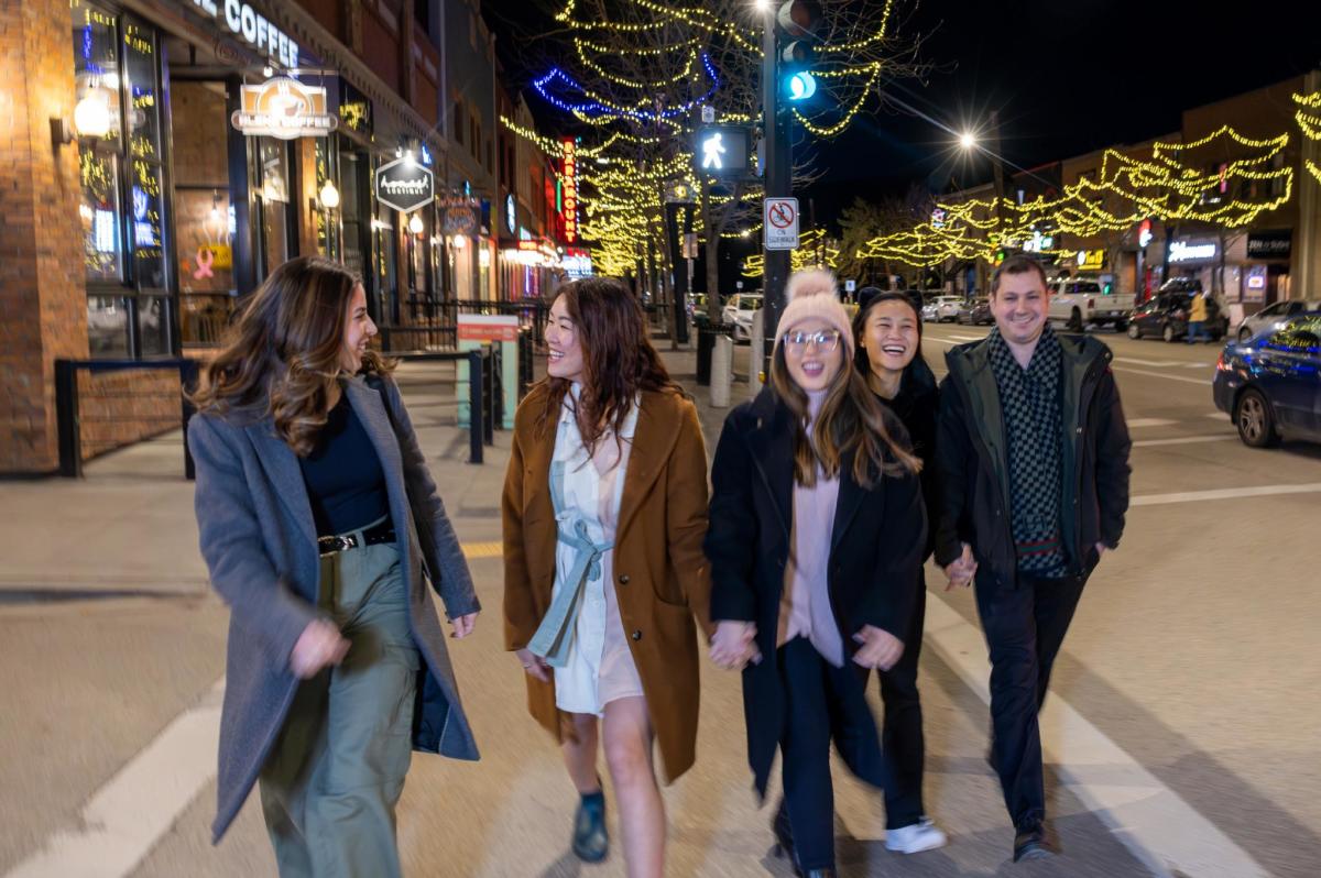 Group Walking on Bernard Avenue - Winter
