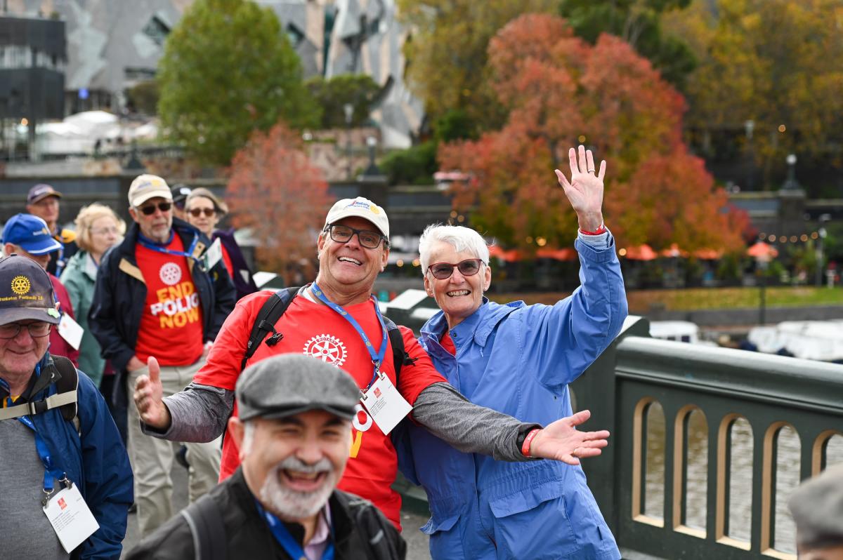 Rotary members posing for camera in Melbourne
