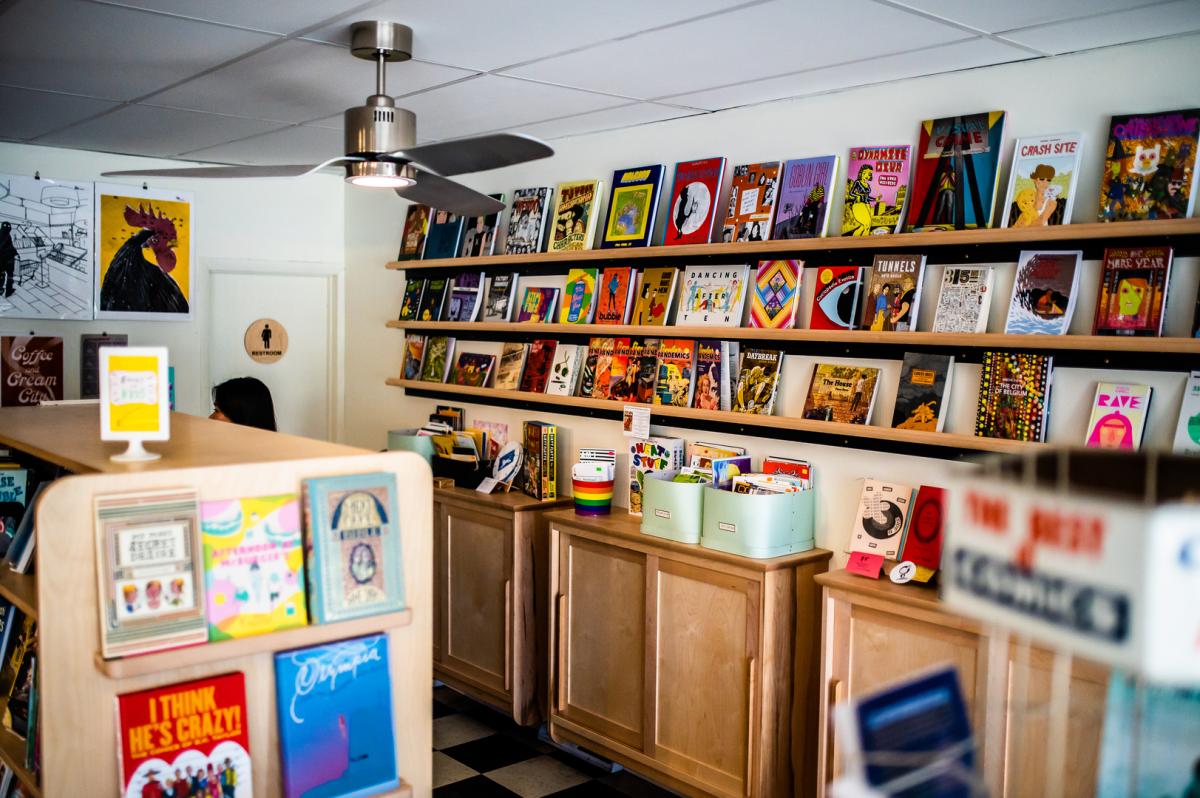 Interior image of Lion's Tooth Bookstore in Bay View