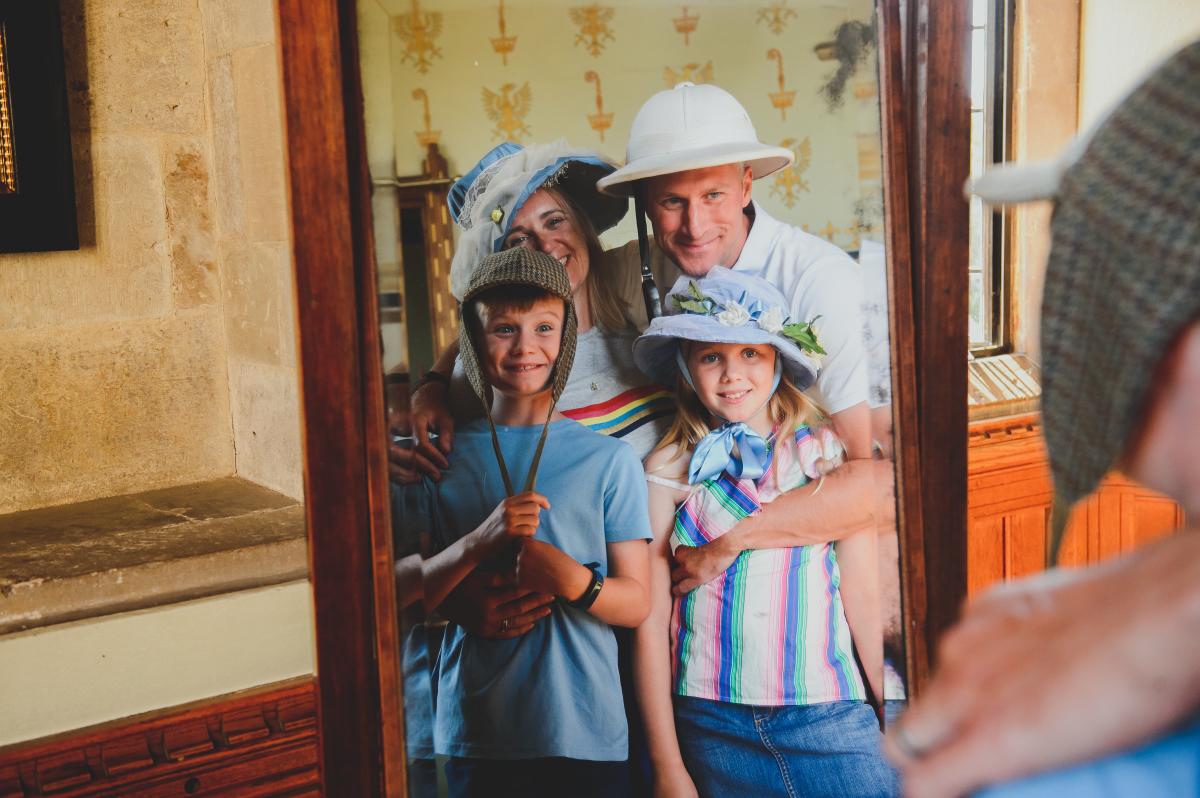 Family in Palace House at National Motor Museum Beaulieu in the New Forest