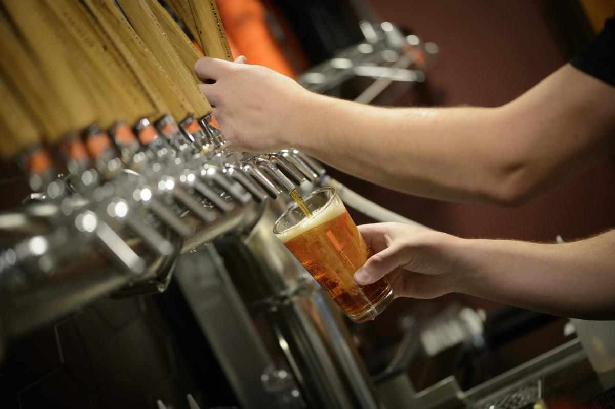 Beer being served at LTS Brewing