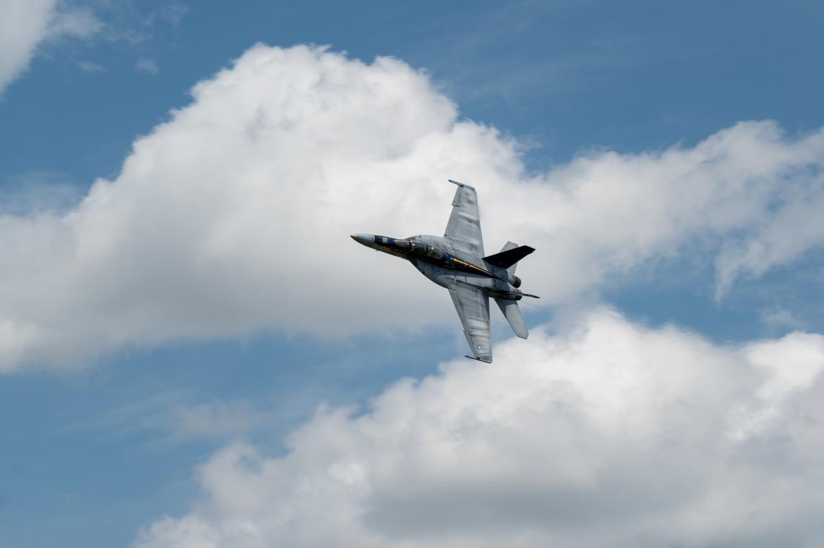 A fancy plane takes to the skies at the Texas Capital Air Show in San Marcos, Texas