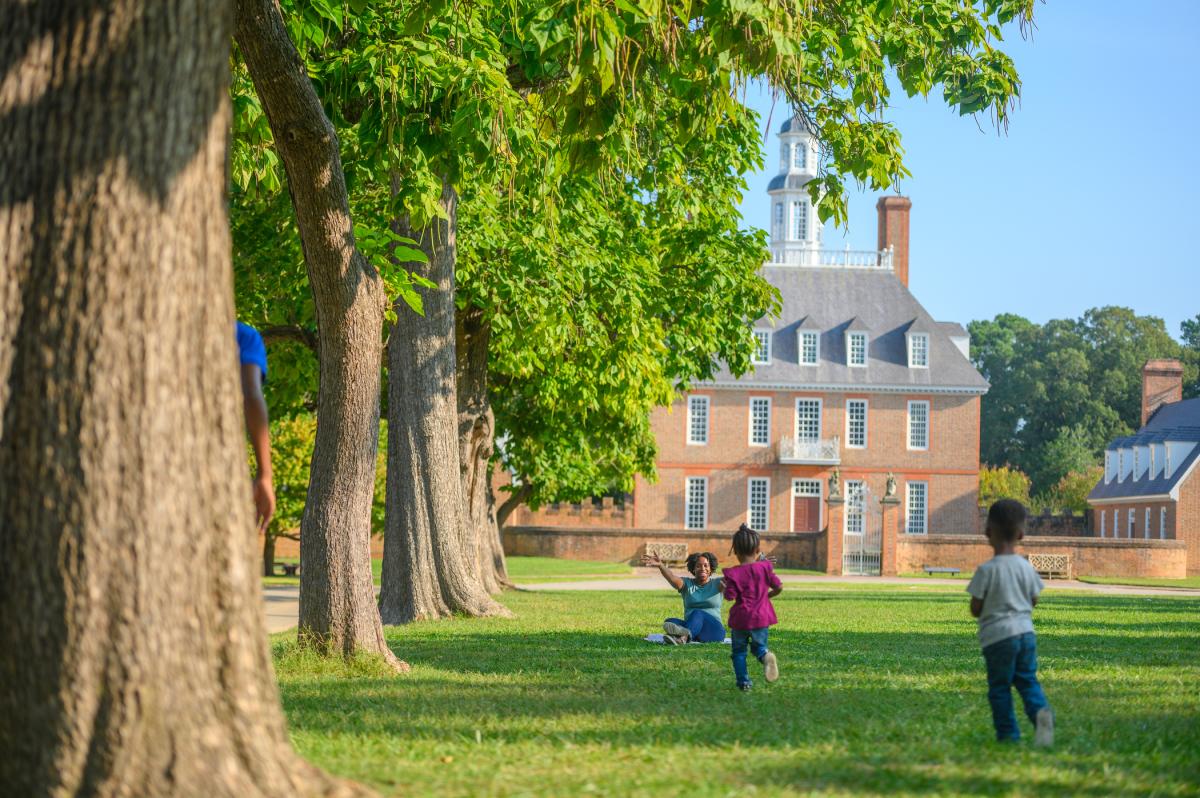 Family on the Governor's Palace Lawn