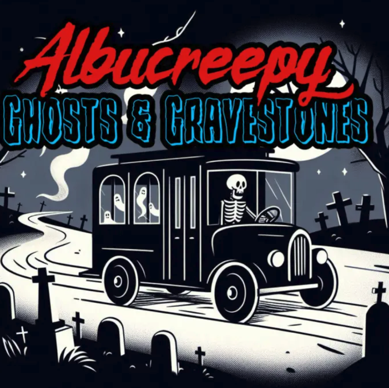 The logo for the Albucreepy Ghosts and Gravestones tour.