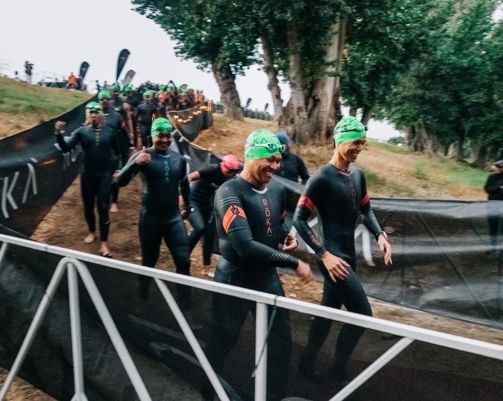 Athletes Swimming During IRONMAN California