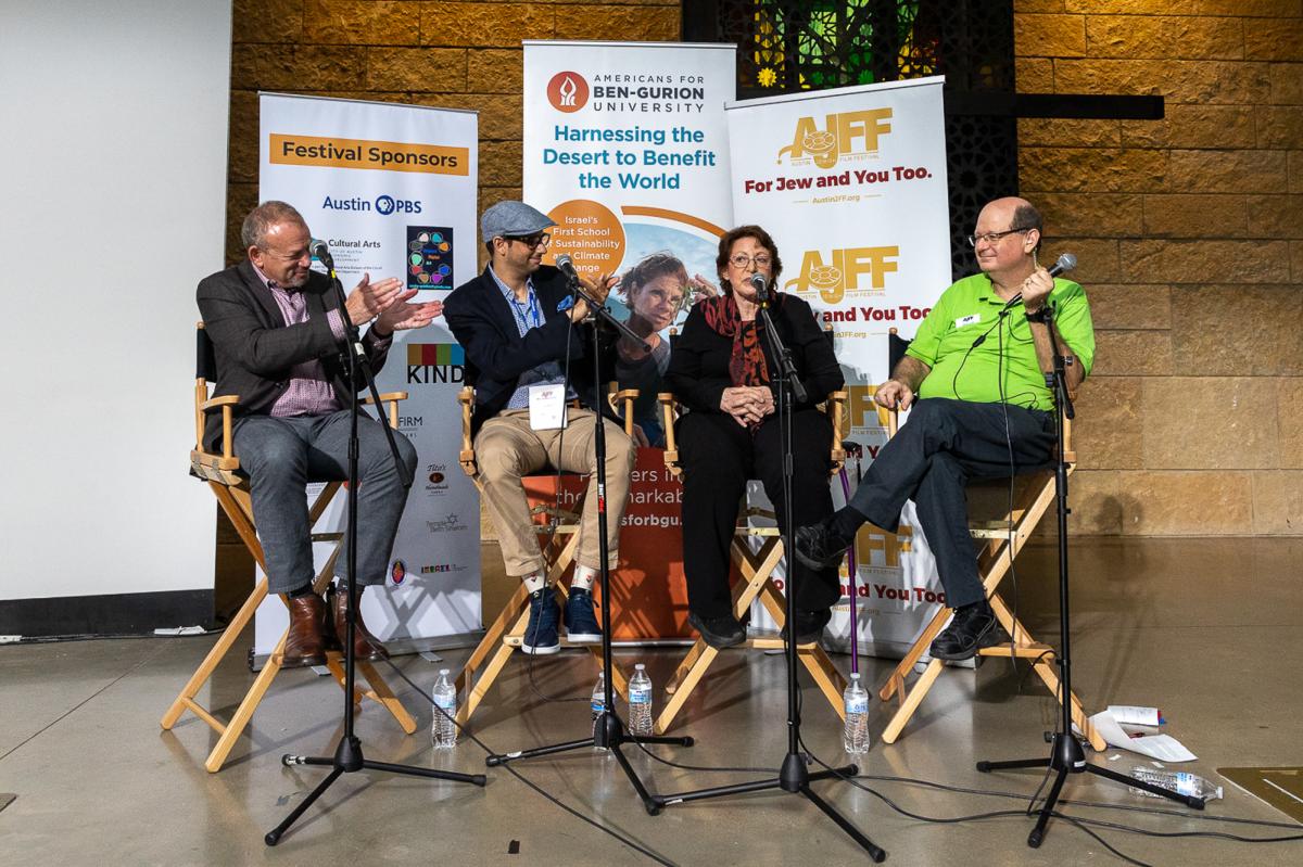 Image of four people on a panel at the Austin Jewish Film Festival.