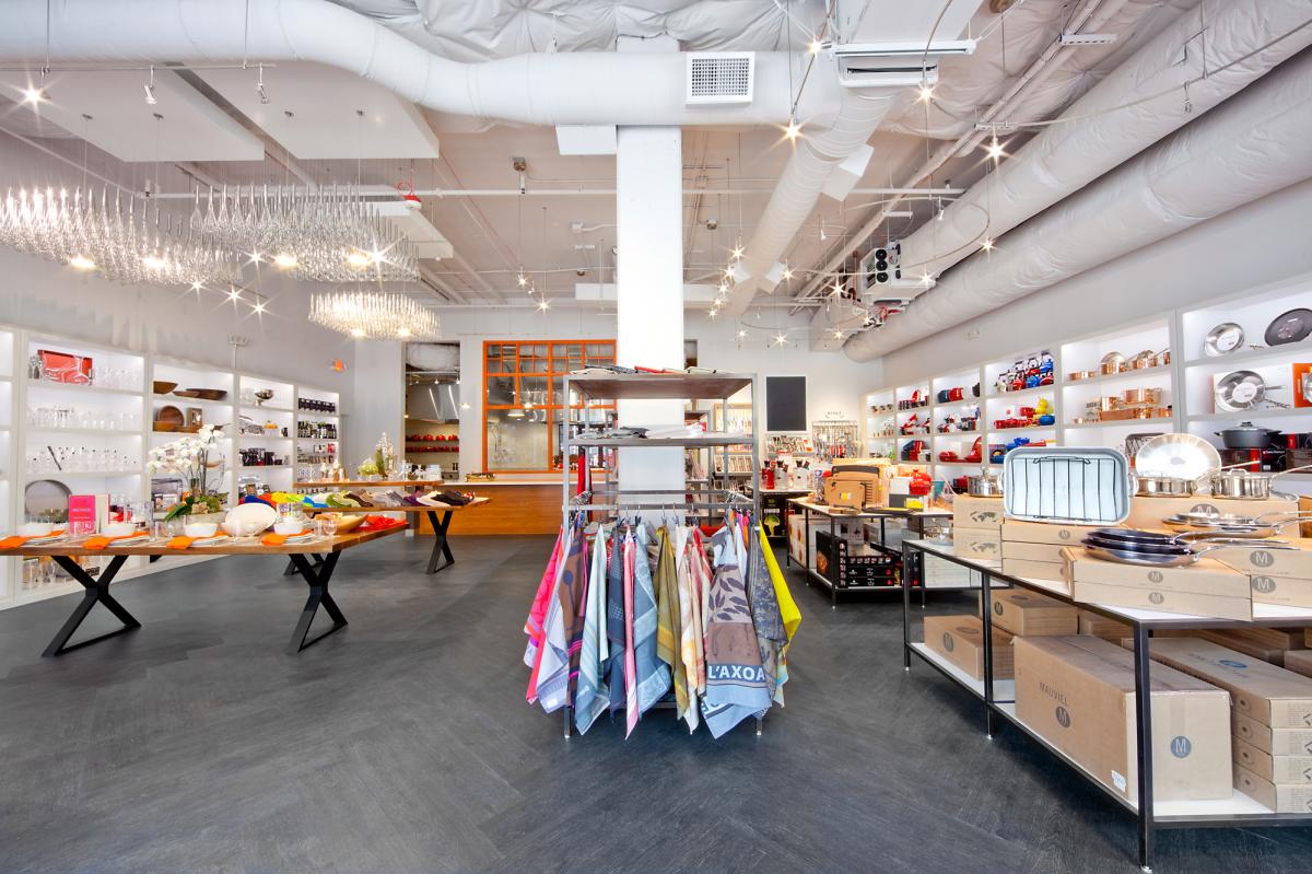 Whisk on Main Street is a bright and chic culinary boutique with hundreds of whisks hanging from the ceiling.