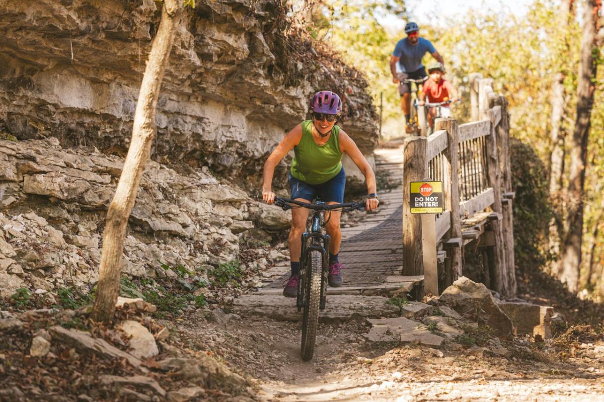 Family riding bicycles