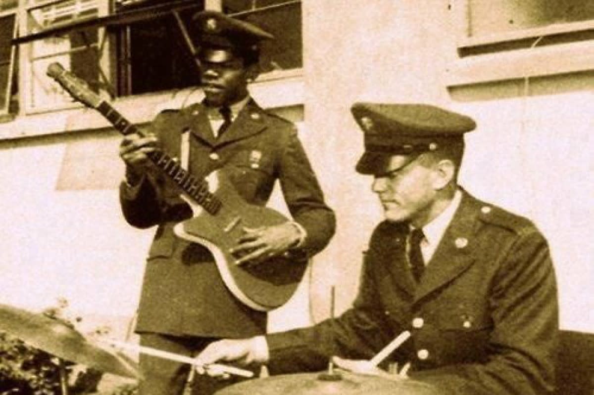Jimi Hendrix plays in the band as part of the 101st Airborne Division at Fort Campbell.