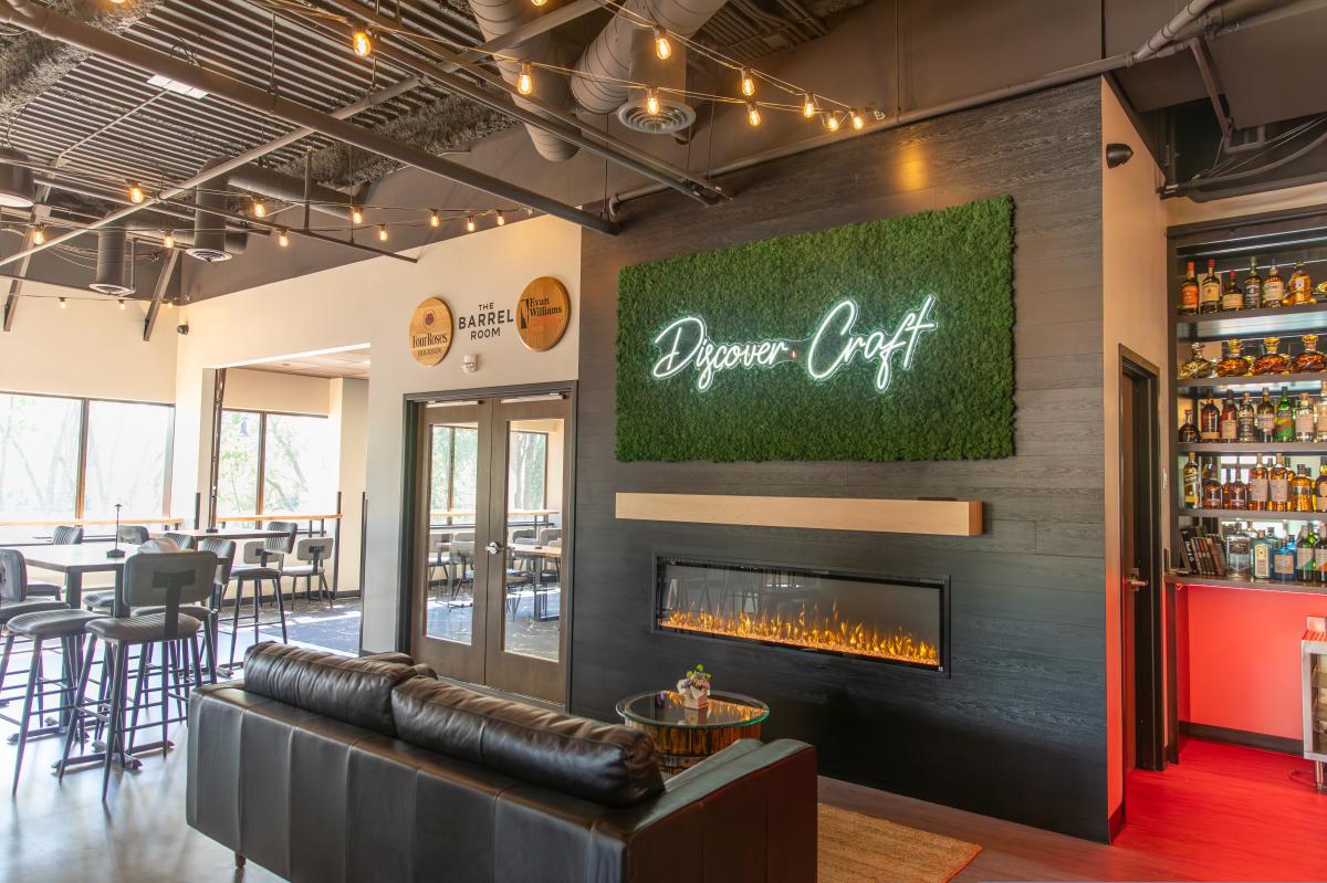 A photo of the fireplace at Phoenix Taproom