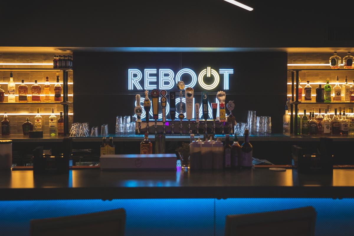 The lower level bar at Reboot Social in downtown Eau Claire