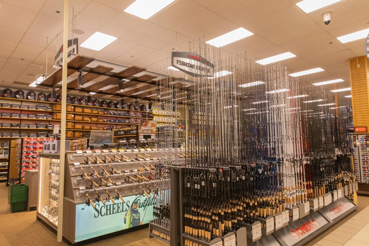 A photo of the fishing section at Scheels