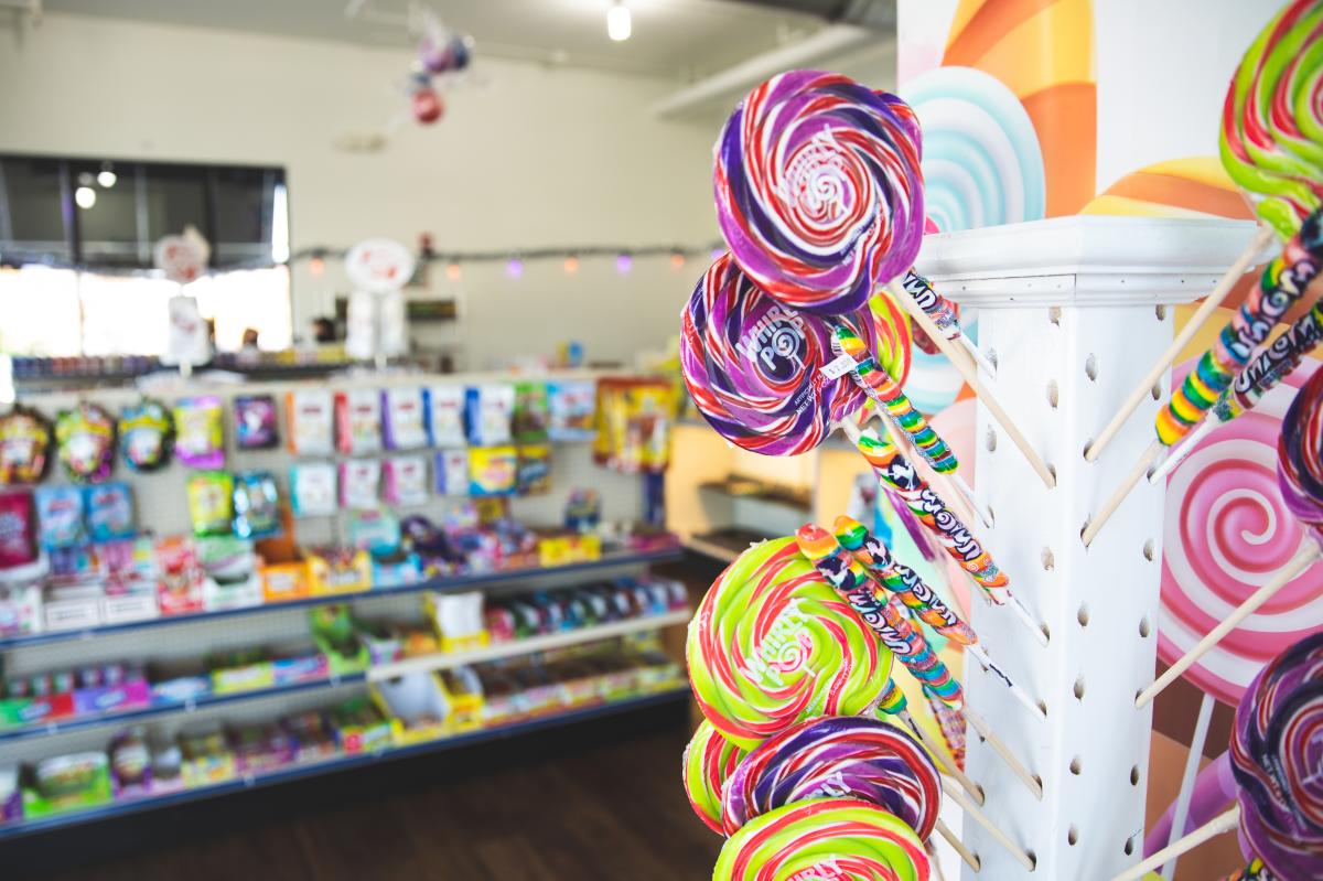 Lollipops for sale at Ifs & Buts Candy & Nuts in downtown Eau Claire