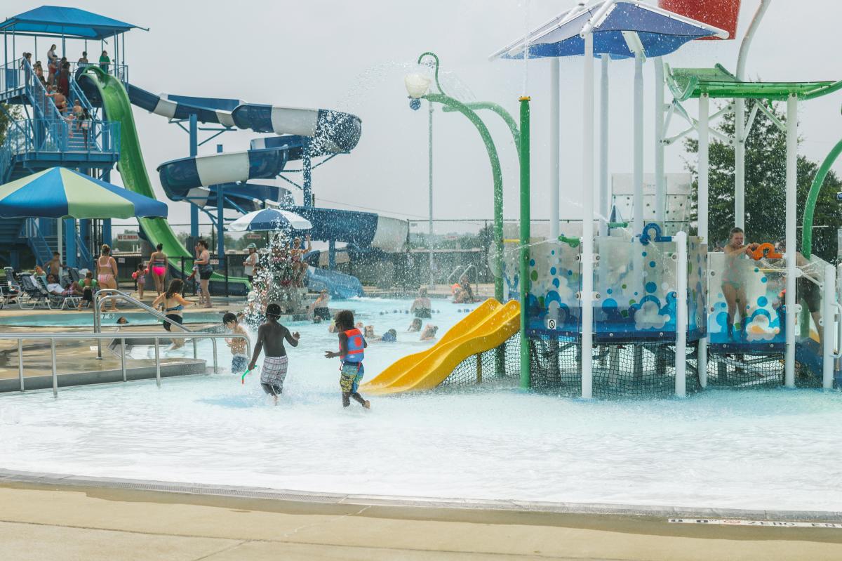 water slides and play structures at the water park