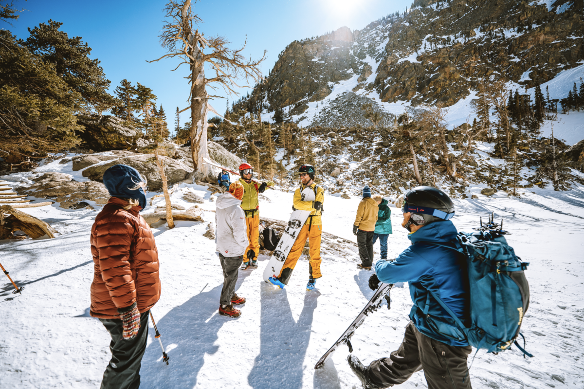 group backcountry skiing with KMAC
