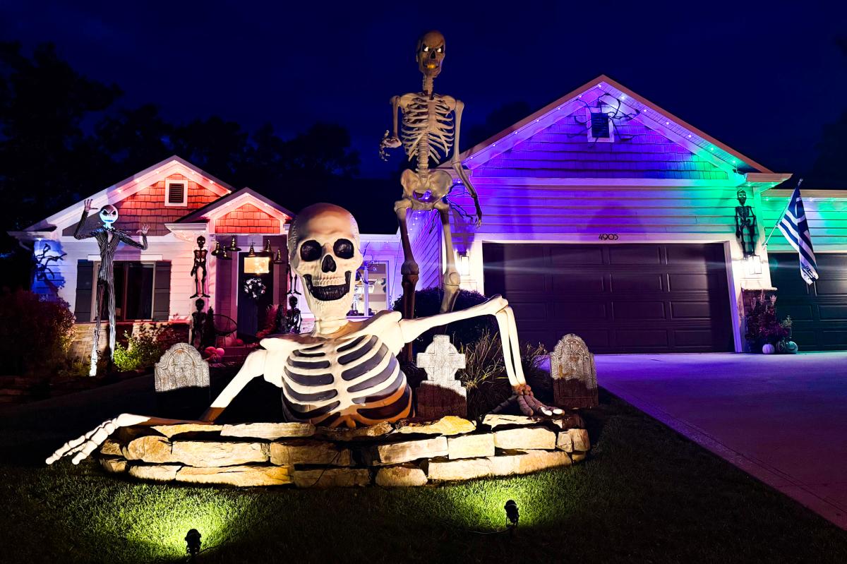 Halloween Lights Display at 4905 Primitivo Pass, Fort Wayne.