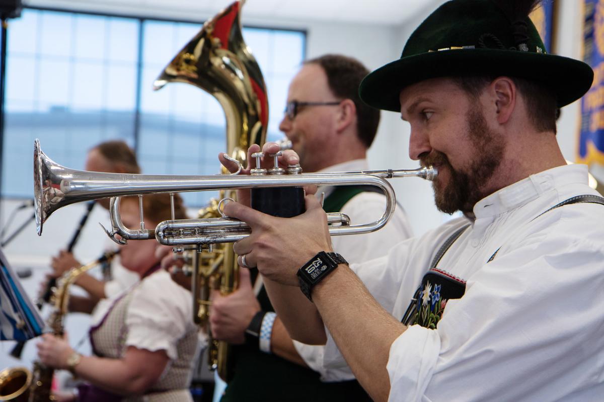 Man playing a trumpet at Frederick Oktoberfest