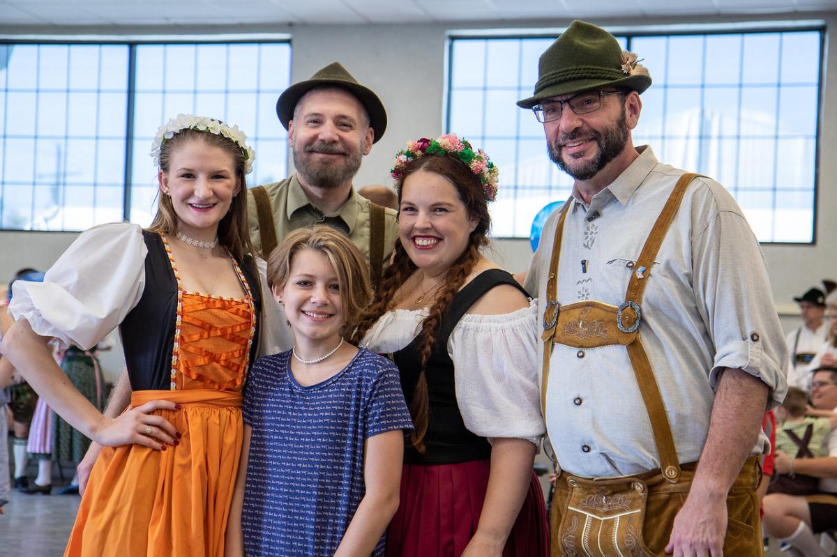 Group wearing traditional clothing from Germany in Frederick Oktoberfest