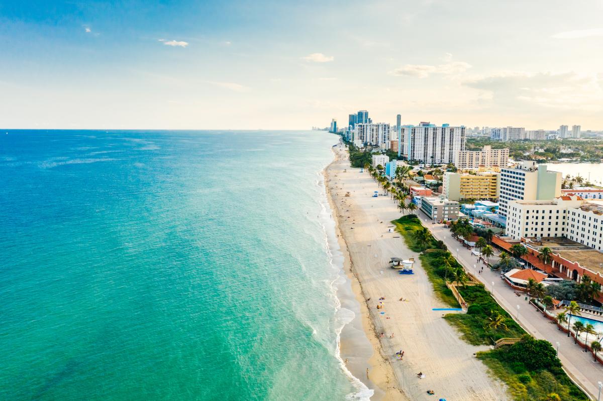 Overhead View Of Hollywood Beach In Greater Fort Lauderdale, FL