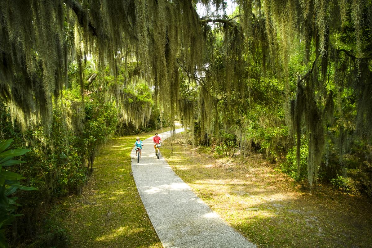 Couple Biking on Jekyll Island, Georgia