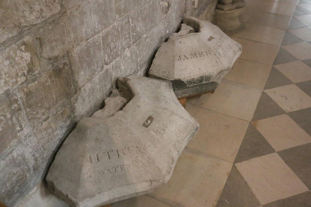 Capstones from the original spire, Chichester Cathedral