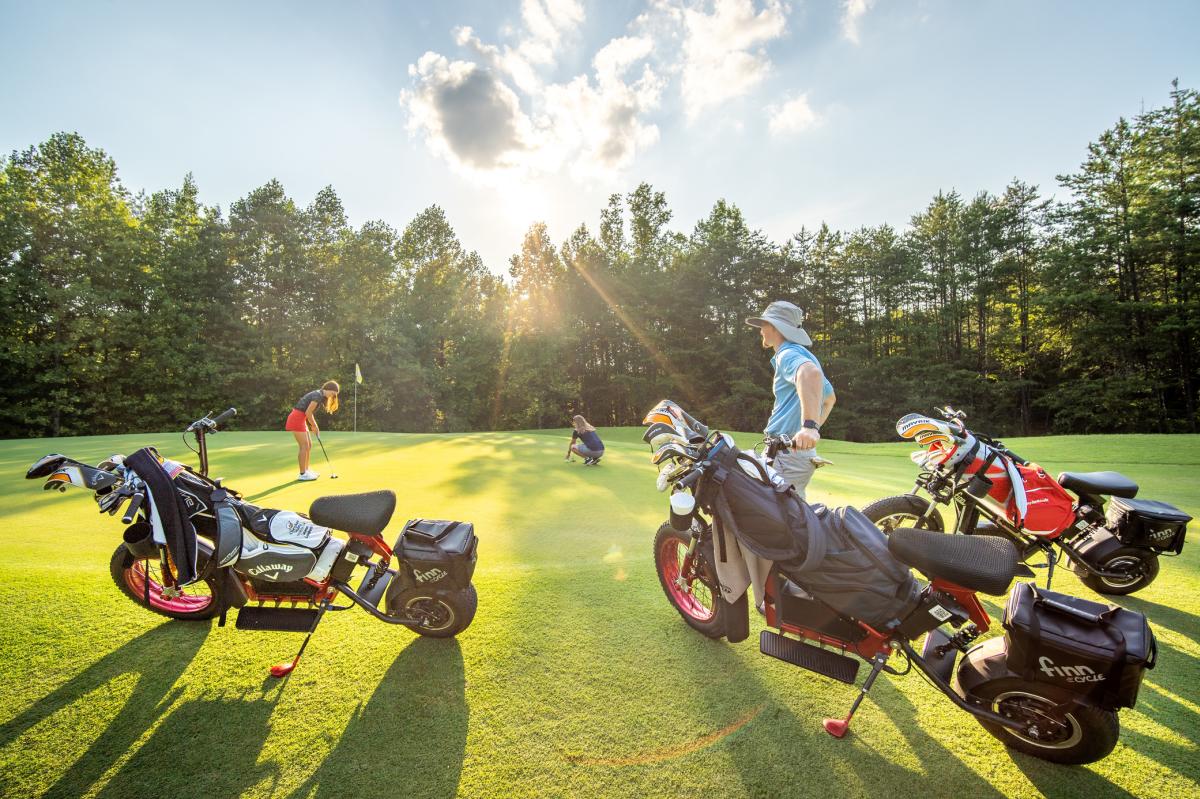 Finn Cycles, battery-powered bikes at Cherokee Valley Golf Course in Travelers Rest, SC.