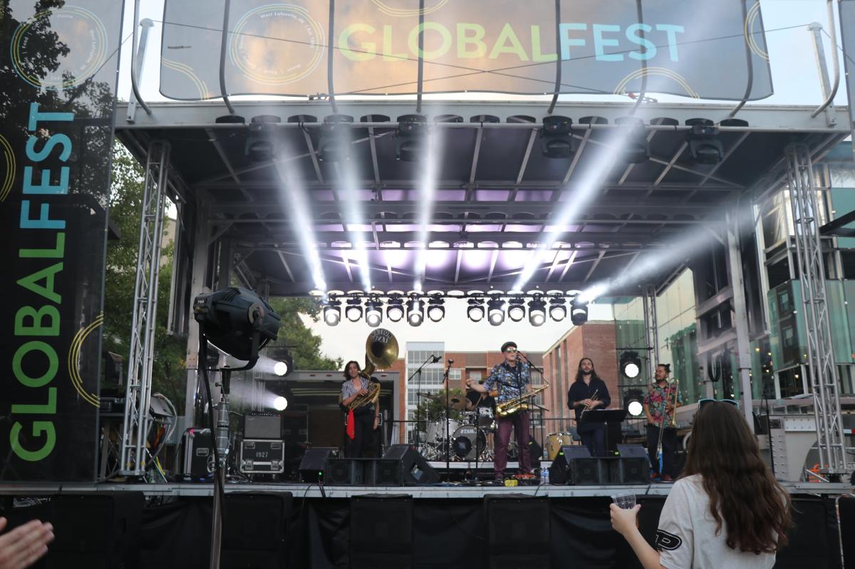 Global Fest band on stage West Lafayette