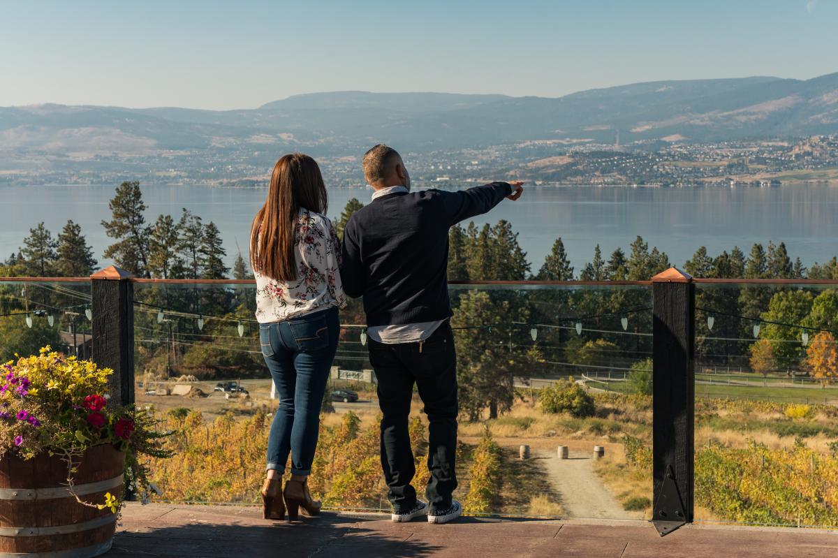 Couple enjoying the view at Summerhill Pyramid Winery 1