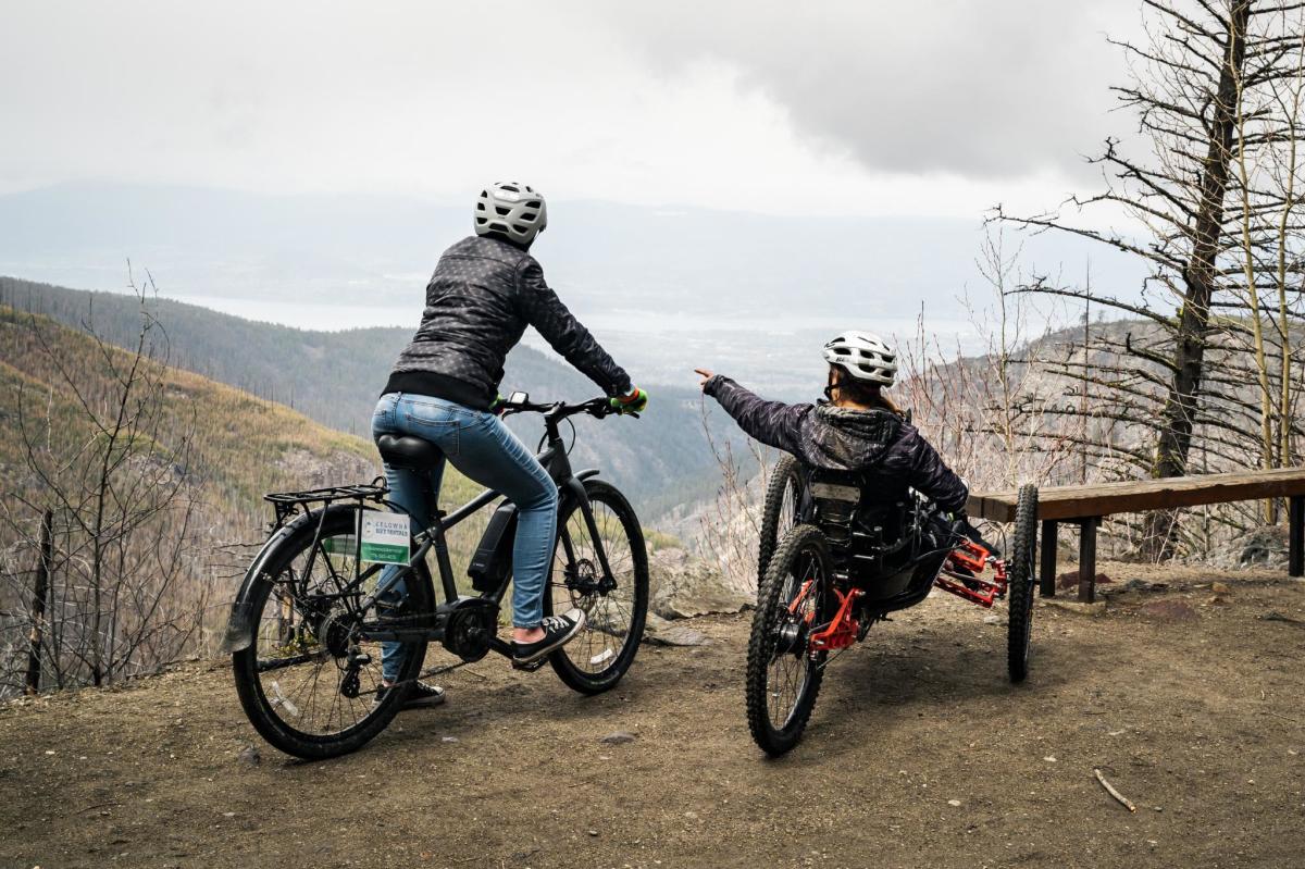 Couple on bikes at Myra Canyon